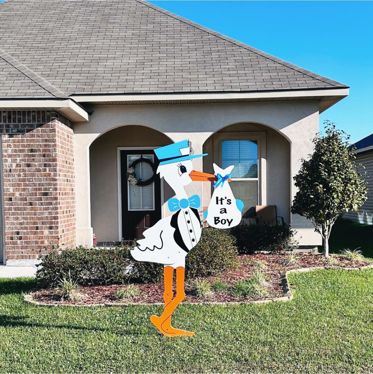 Its a Boy - Blue Stork, Birth Announcement Yard Stork Sign in City of Florence, Darlington, SC