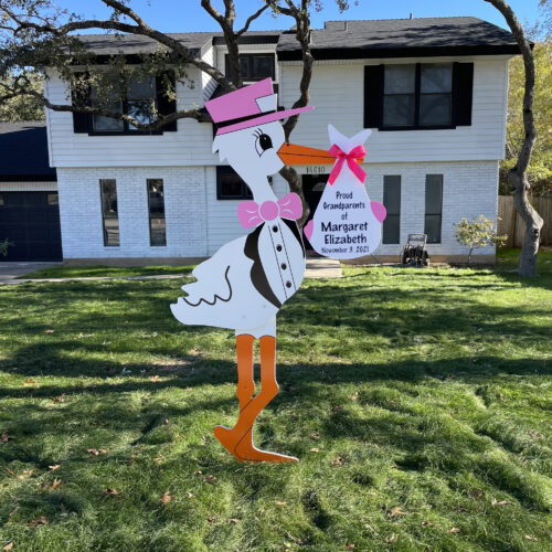 Pink Grandparent Stork with Personalized Bundle in City of Florence, Darlington, SC